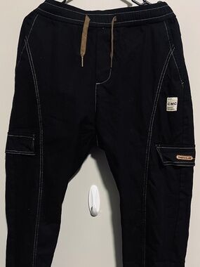 Icon Mens Elastic Waist Jeans Relaxed Fit Men's Cargo Tapered Pants with Dr